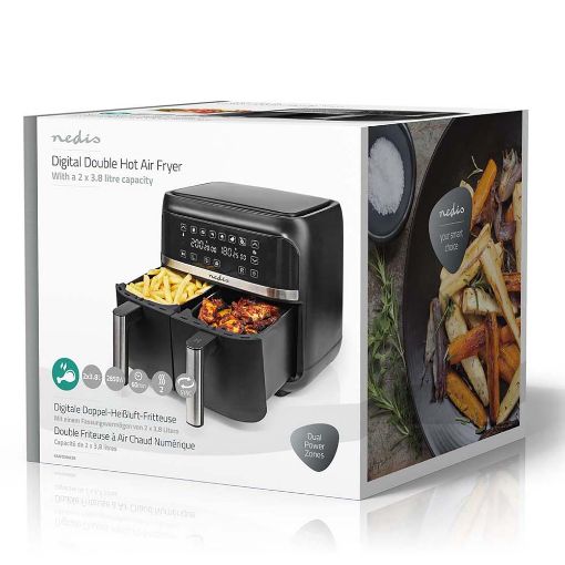 Εικόνα της Φριτέζα Αέρος Nedis 2 x 3.8Lt 2850W Black KAAFD350EBK