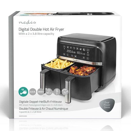 Εικόνα της Φριτέζα Αέρος Nedis 2 x 3.8Lt 2850W Black KAAFD350EBK