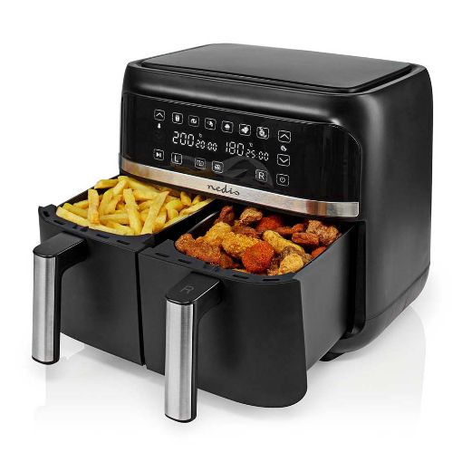 Εικόνα της Φριτέζα Αέρος Nedis 2 x 3.8Lt 2850W Black KAAFD350EBK