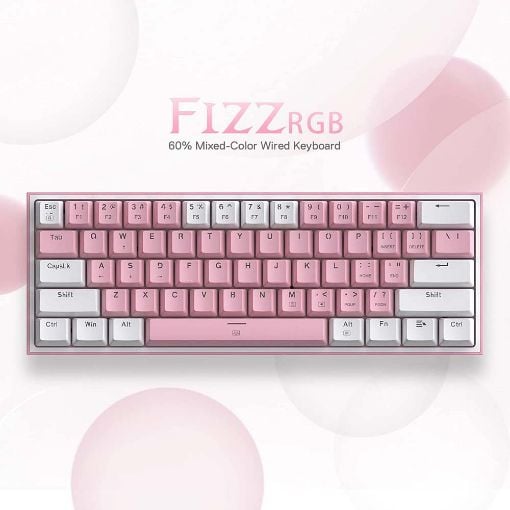Εικόνα της Πληκτρολόγιο Redragon K617 Fizz RGB Red Switches (US) Pink/White