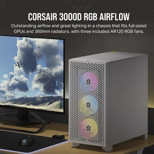 Εικόνα της Corsair 3000D RGB Airflow Tempered Glass White CC-9011256-WW