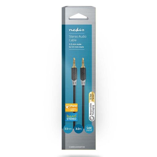 Εικόνα της Καλώδιο Nedis Audio 3.5mm M/M 3m (Gold Plated) Black CABW22000AT30