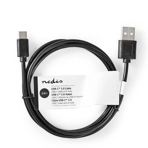 Εικόνα της Καλώδιο Nedis USB 2.0 to USB-C M/M 2m Black (Tag) CCGT60600BK20