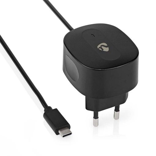 Εικόνα της Φορτιστής Nedis Quick Charge 15W με Ενσωματωμένο Καλώδιο USB-C 1.5m Black WCHAC300ABK