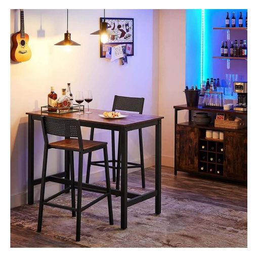 Εικόνα της Vasagle Σετ Σκαμπό Μπαρ με Πλάτη Brown/Black 2τμχ LBC070B01