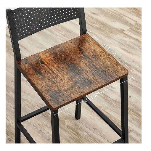Εικόνα της Vasagle Σετ Σκαμπό Μπαρ με Πλάτη Brown/Black 2τμχ LBC070B01