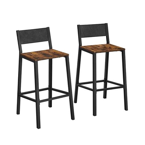 Εικόνα της Vasagle Σετ Σκαμπό Μπαρ με Πλάτη Brown/Black 2τμχ LBC070B01
