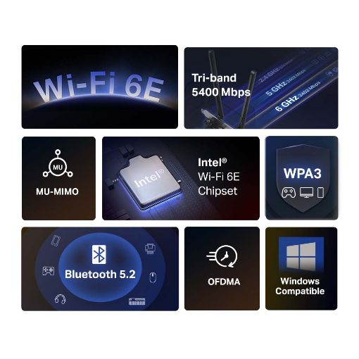 Εικόνα της Wireless Lan Card Mercusys AXE5400 WiFi 6E Bluetooth v5.2 PCIe MA86XE