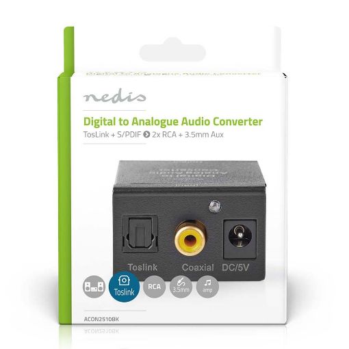 Εικόνα της Digital Audio Converter Nedis RCA/Toslink to 2 x RCA F/F Black ACON2510BK