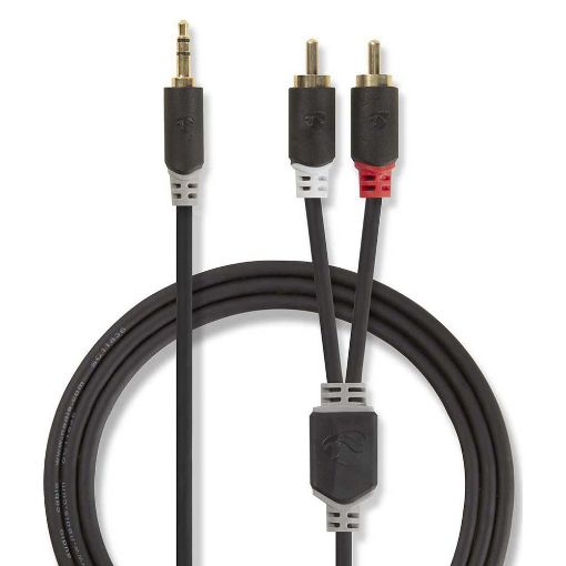 Εικόνα της Καλώδιο Nedis 3.5mm to 2 x RCA M/M 10m (Gold Plated) Black CABW22200AT100