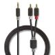 Εικόνα της Καλώδιο Nedis 3.5mm to 2 x RCA M/M 10m (Gold Plated) Black CABW22200AT100