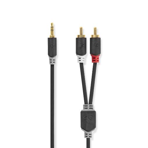 Εικόνα της Καλώδιο Nedis 3.5mm to 2 x RCA M/M 10m (Gold Plated) Black CABW22200AT100