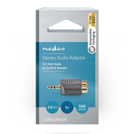 Εικόνα της Stereo Adapter Nedis 3.5mm to 2 x RCA M/F Black CABW22940AT