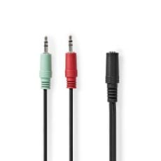 Εικόνα της Καλώδιο Nedis Audio Cable 2 x 3.5 mm Male to 3.5 mm Female 0.12m Black CAGB22160BK02