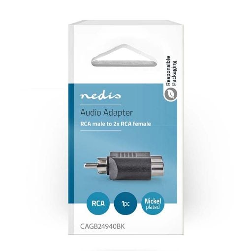 Εικόνα της Adapter Nedis RCA to 2 x RCA M/F Black CAGB24940BK