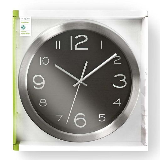 Εικόνα της Μεταλλικό Ρολόι Τοίχου Nedis 30cm Black/Silver CLWA010MT30BK