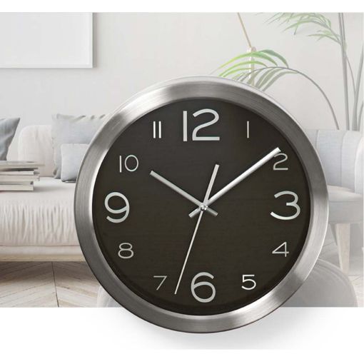 Εικόνα της Μεταλλικό Ρολόι Τοίχου Nedis 30cm Black/Silver CLWA010MT30BK