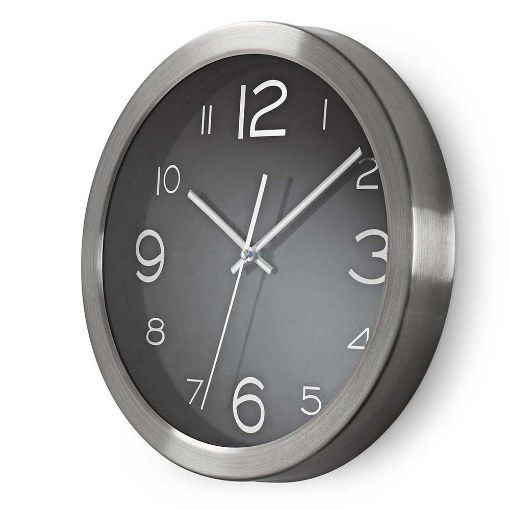 Εικόνα της Μεταλλικό Ρολόι Τοίχου Nedis 30cm Black/Silver CLWA010MT30BK
