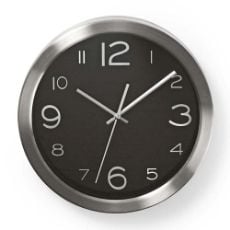 Εικόνα της Μεταλλικό Ρολόι Τοίχου Nedis 30cm Black/Silver CLWA010MT30BK