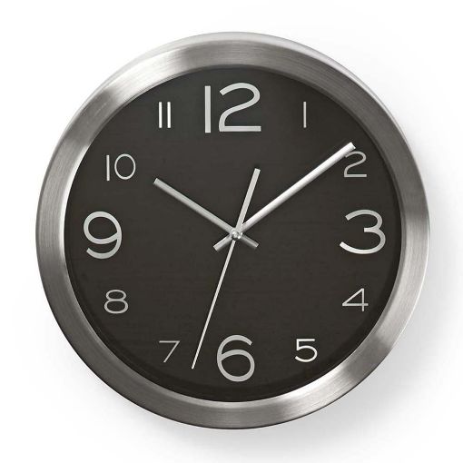 Εικόνα της Μεταλλικό Ρολόι Τοίχου Nedis 30cm Black/Silver CLWA010MT30BK