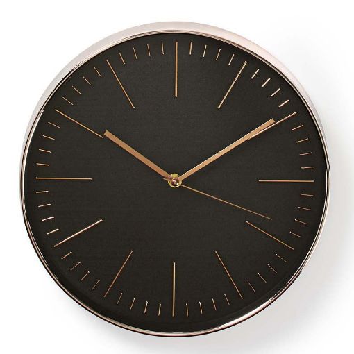 Εικόνα της Πλαστικό Ρολόι Τοίχου Nedis 30cm Black/Gold CLWA013PC30BK