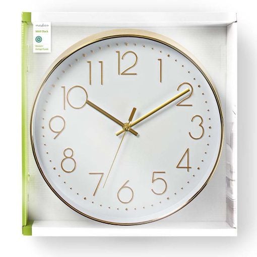Εικόνα της Πλαστικό Ρολόι Τοίχου Nedis 30cm White/Gold CLWA015PC30GD