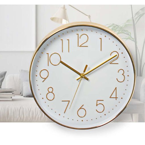 Εικόνα της Πλαστικό Ρολόι Τοίχου Nedis 30cm White/Gold CLWA015PC30GD