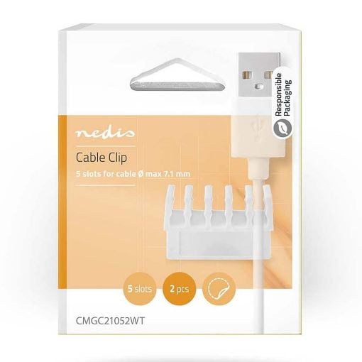 Εικόνα της Cable Clips Nedis 5 Θέσεων 2τμχ White CMGC21052WT