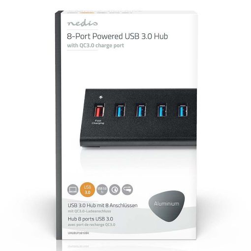 Εικόνα της Nedis USB 3.0 8-Port Hub with Power Adapter Black UHUBUP3810BK