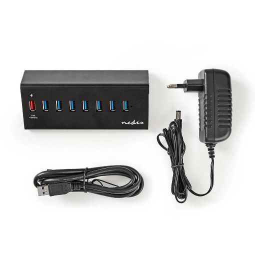 Εικόνα της Nedis USB 3.0 8-Port Hub with Power Adapter Black UHUBUP3810BK