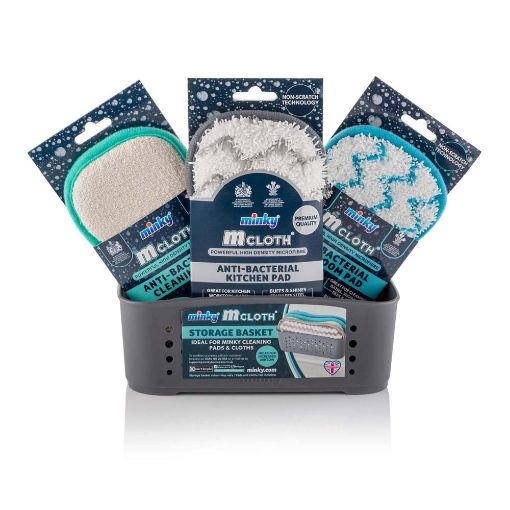 Εικόνα της Σετ Kαλάθι Aποθήκευσης Minky M Cloth με 3 Pad Καθαρισμού Grey