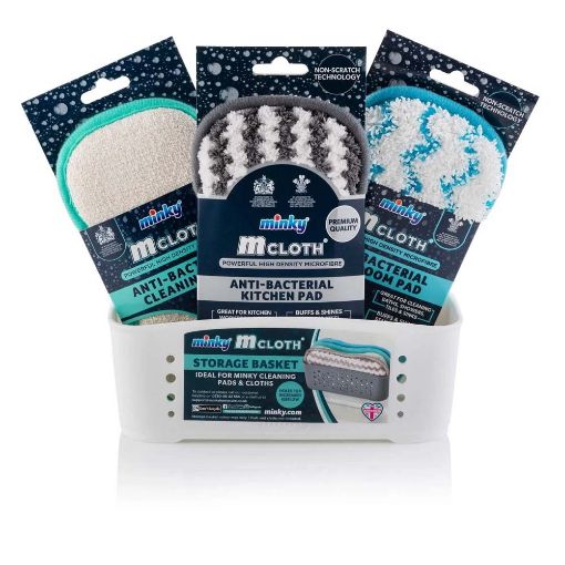 Εικόνα της Σετ Kαλάθι Aποθήκευσης Minky M Cloth με 3 Pad Καθαρισμού White
