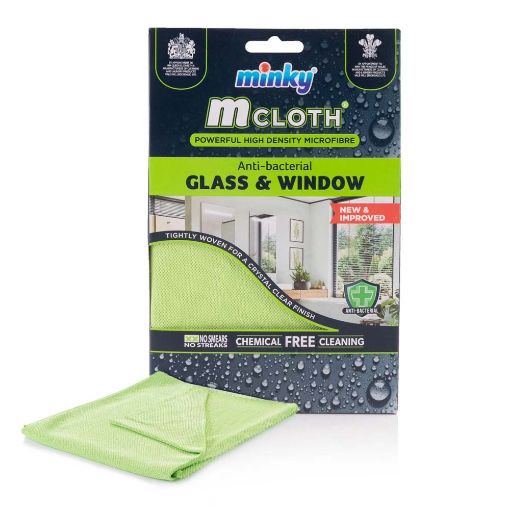 Εικόνα της Πανί Μικροϊνών Minky M Cloth Glass and Window Anti-Bacterial Green