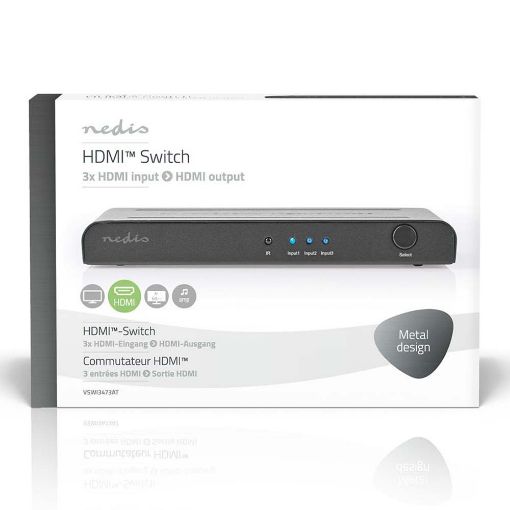 Εικόνα της HDMI Switch Nedis 3-Port with Remote Control Anthracite VSWI3473AT