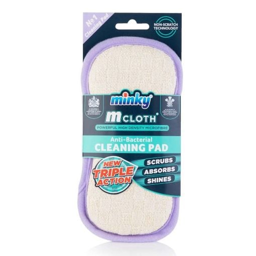 Εικόνα της Pad Μικροϊνών Minky M Cloth Triple Action Γενικής Χρήσης Anti-Bacterial White/Lilac