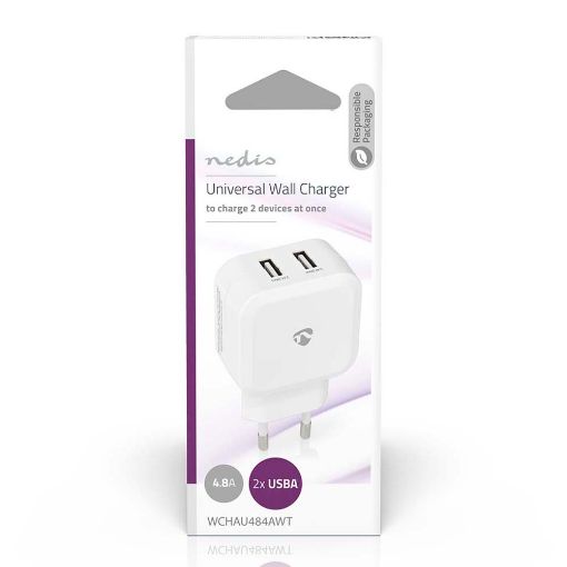 Εικόνα της Φορτιστής Nedis Quick Charge 24W 4U White WCHAU484AWT
