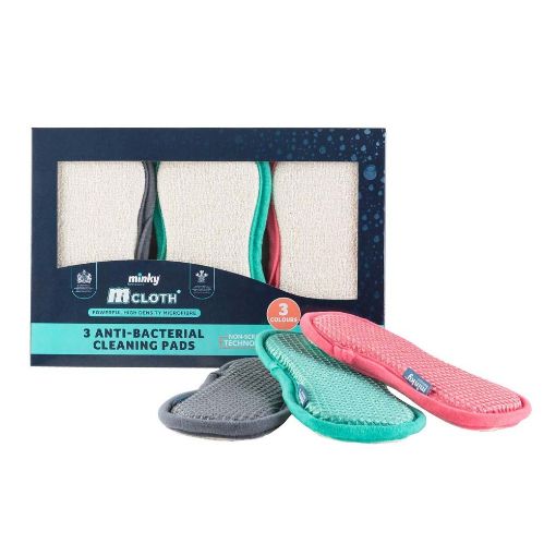 Εικόνα της Σετ Pad Μικροϊνών Minky M Cloth Γενικής Χρήσης Anti-Bacterial 3τμχ