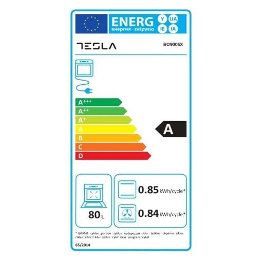 Εικόνα της Εντοιχιζόμενος Φούρνος Tesla BO900SX Άνω Πάγκου 80lt Χωρίς Εστίες Inox