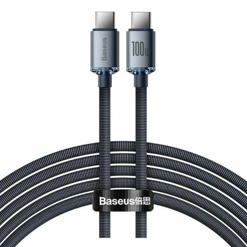 Εικόνα της Καλώδιο Baseus Crystal Shine USB-C to USB-C Braided 100W 2m Black CAJY000701