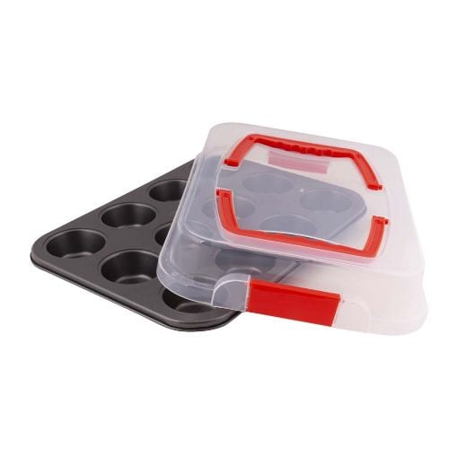 Εικόνα της Ταψί για Muffins με Καπάκι Lamart 35cm Black/Red LT3103
