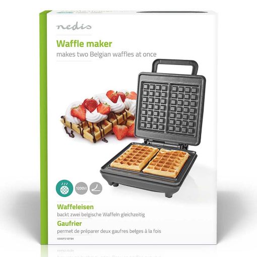 Εικόνα της Belgian Waffle Maker Nedis 2 Θέσεων 1200W Grey KAWP210FBK