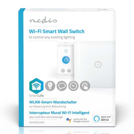 Εικόνα της Smart Χωνευτός Διακόπτης Nedis SmartLife Wi-Fi με Μονό Πλήκτρο Αφής White WIFIWS10WT