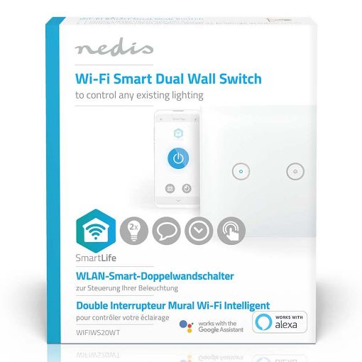 Εικόνα της Smart Χωνευτός Διακόπτης Nedis SmartLife Wi-Fi με Δύο Πλήκτρα Αφής White WIFIWS20WT