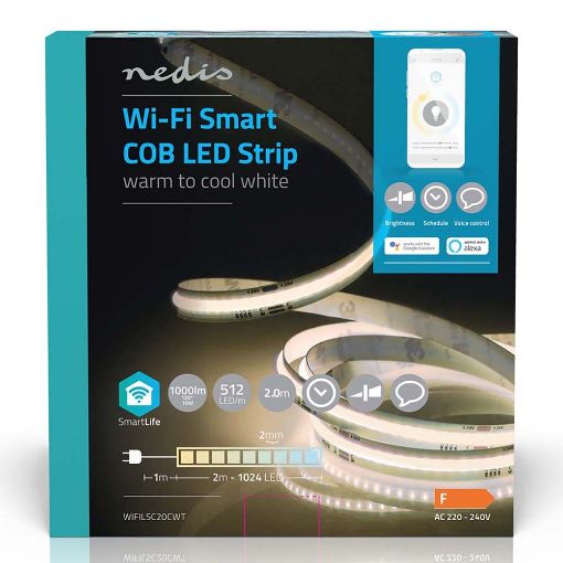 Εικόνα της Nedis SmartLife LED COB Strip Wi-Fi 2700-6500K 1000lm 2m WIFILSC20CWT