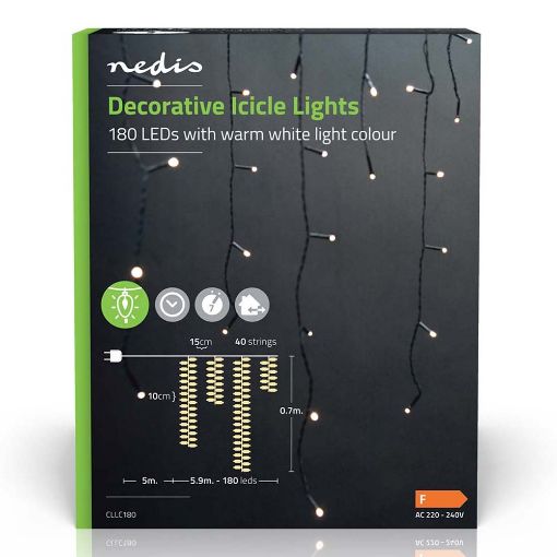 Εικόνα της Διακοσμητικά Λαμπάκια LED Nedis Icicle IP44 5.9m Warm White Green CLLC180