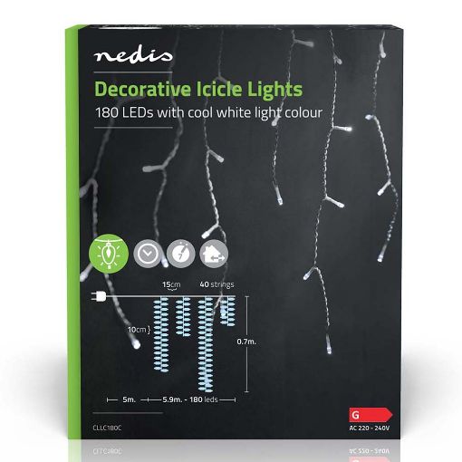 Εικόνα της Διακοσμητικά Λαμπάκια LED Nedis Icicle IP44 5.9m Warm White Transparent CLLC180C
