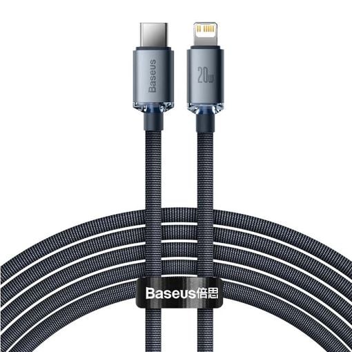 Εικόνα της Καλώδιο Baseus Crystal Shine USB-C to Lightning Braided 20W 2m Black CAJY000301