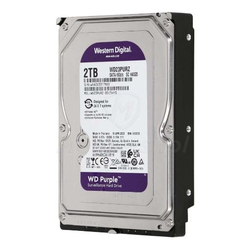 Εικόνα της Εσωτερικός Σκληρός Δίσκος Western Digital Purple Surveillance 2TB 3.5'' Sata III 64MB WD23PURZ