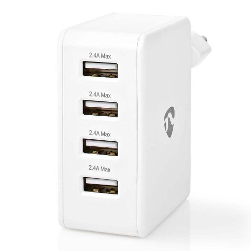 Εικόνα της Φορτιστής Nedis 4x USB-A 24W White WCHAU481AWT
