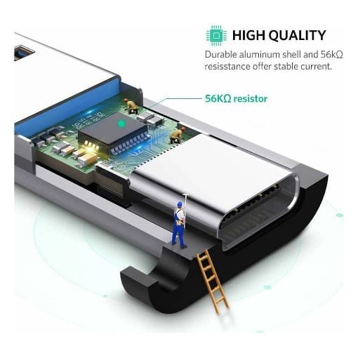 Εικόνα της Adapter Ugreen USB 3.0 to USB-C 3.1 M/F Grey 50533